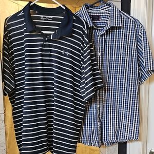 Under Armour Men's Navy and White Striped Polo